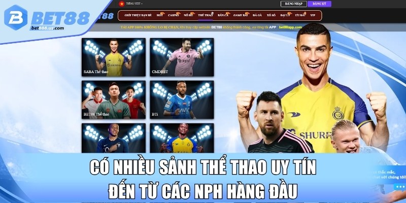 Có nhiều sảnh thể thao uy tín đến từ các NPH hàng đầu